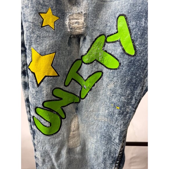 FWRD Denim Distressed Mens Graffiti Jeans Size 42 With Colorful Graphic Details - Picture 7 of 16
